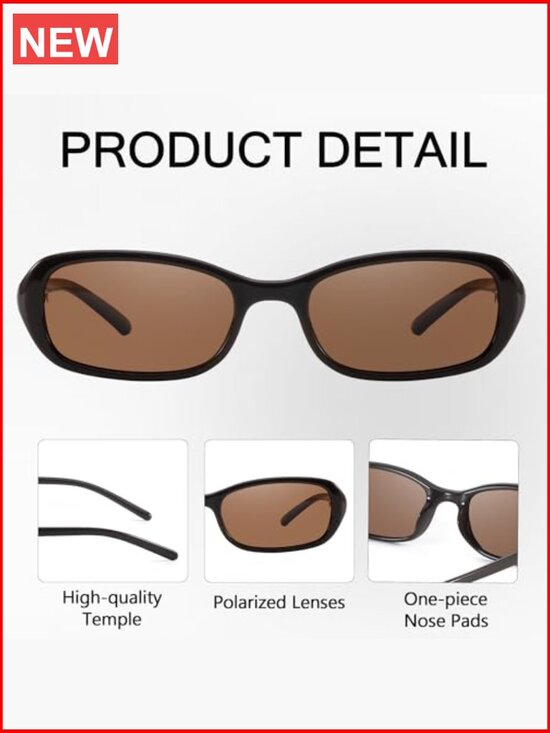 Polarized Retro Oval Sunglasses for Women Vintage 90s Style Slim Narrow Y2k main image 4
